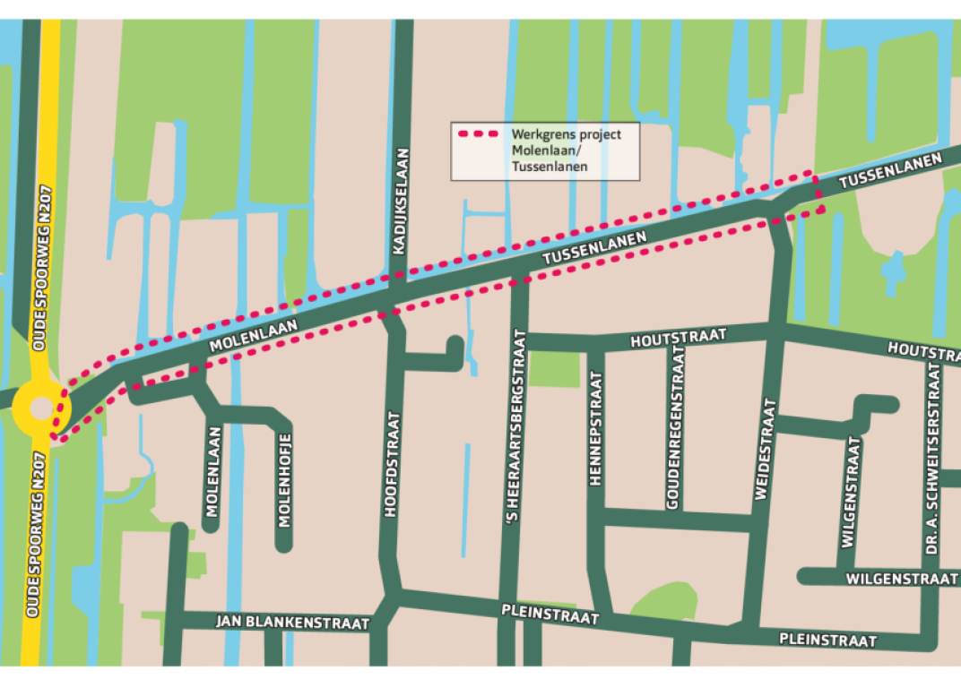 Projectgebied molenlaan tussenlanen.