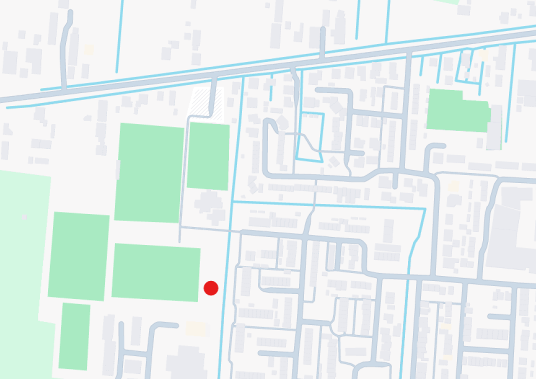 Kaart met de locatie van het eerste Tiny Forest in Lekkerkerk, naast de voetbalvereniging.