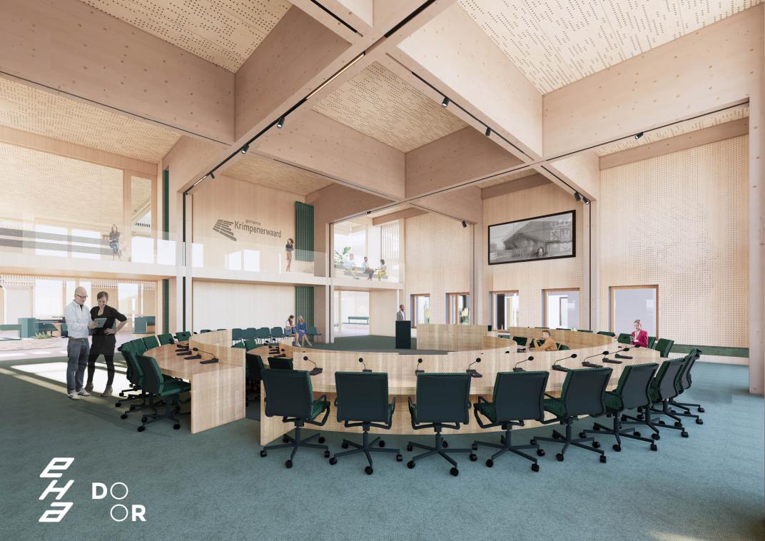 Impressie definitief ontwerp - gemeentehuis Krimpenerwaard