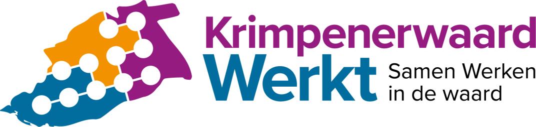 Logo van Krimpenerwaard Werkt met de tekst: Samen werken in de waard.