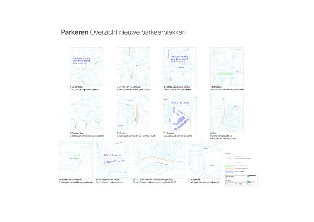 Overzicht nieuwe parkeerplekken