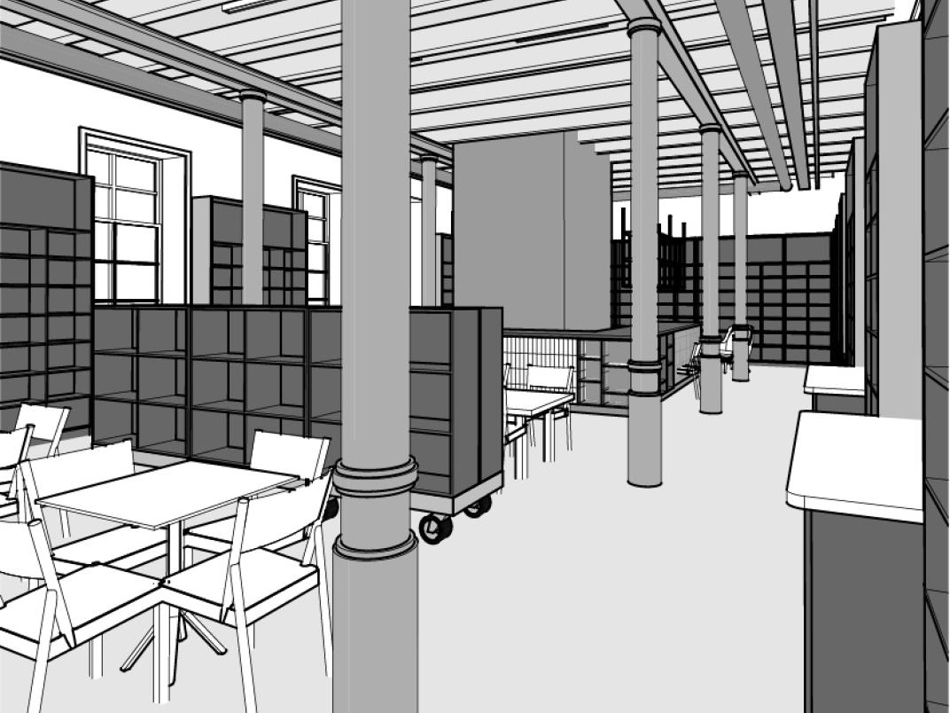 3D-tekening begane grond bibliotheek Schoonhoven