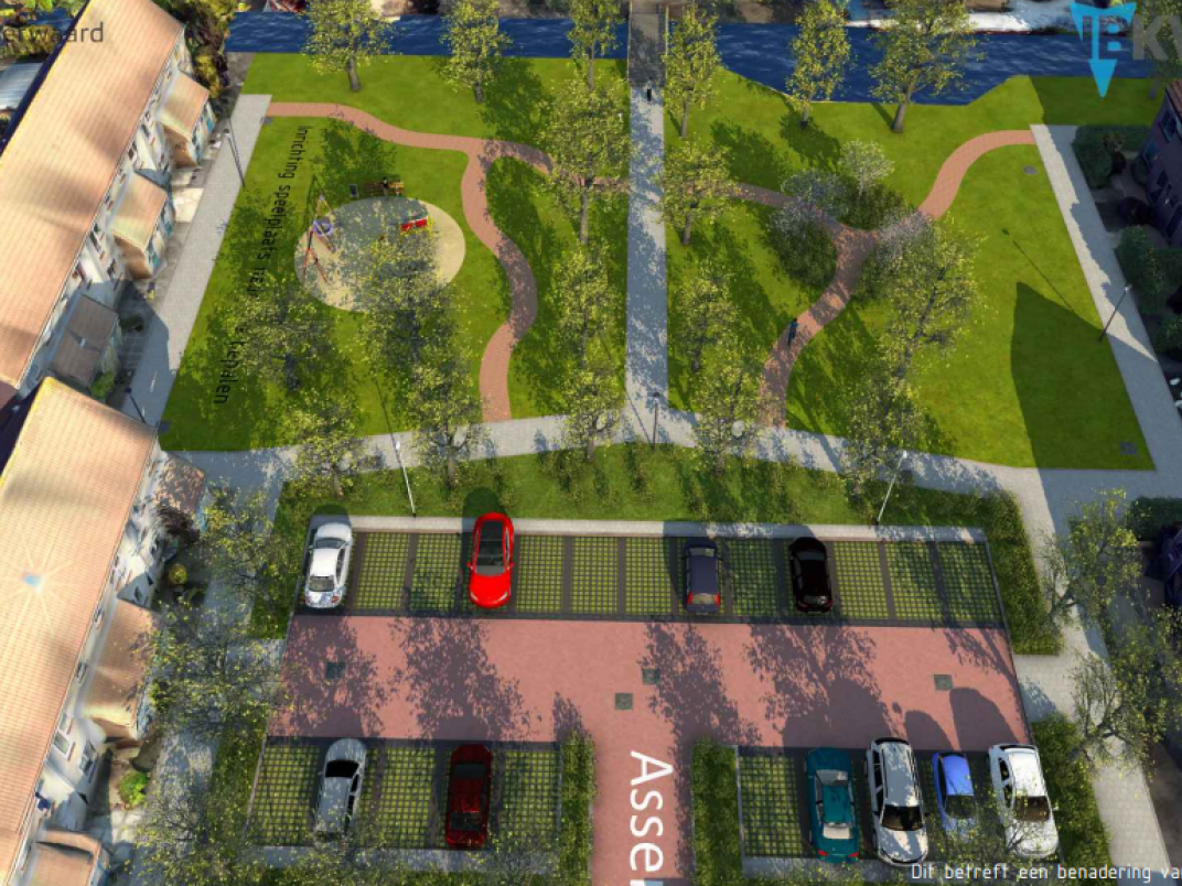 Parkeren en groen aan de Asserlaan (huisnummers 17 t/m 51).